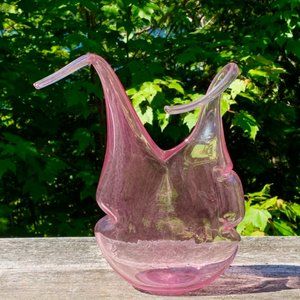 Gorgeous hand-blown clear pink glass Heart sculpture ornament, 8x6x4